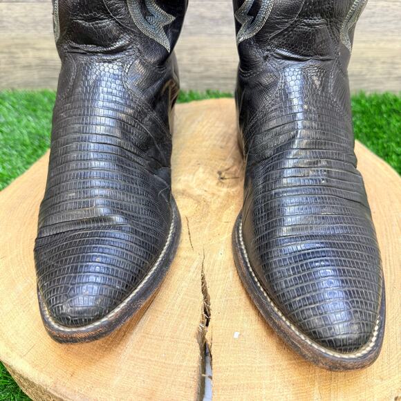 Justin Men - Size 7.5D - Black Teju Lizard Cowboy Boots 8313 main image 6